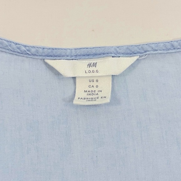 H&M Lightweight Chambray Blouse, Baby Blue,  Size 0 - Picture 7 of 10
